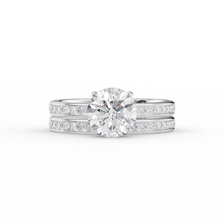 The Murphy Set With Round Side Stone Lab Diamond 2 Carat 14K White#material_14k-white