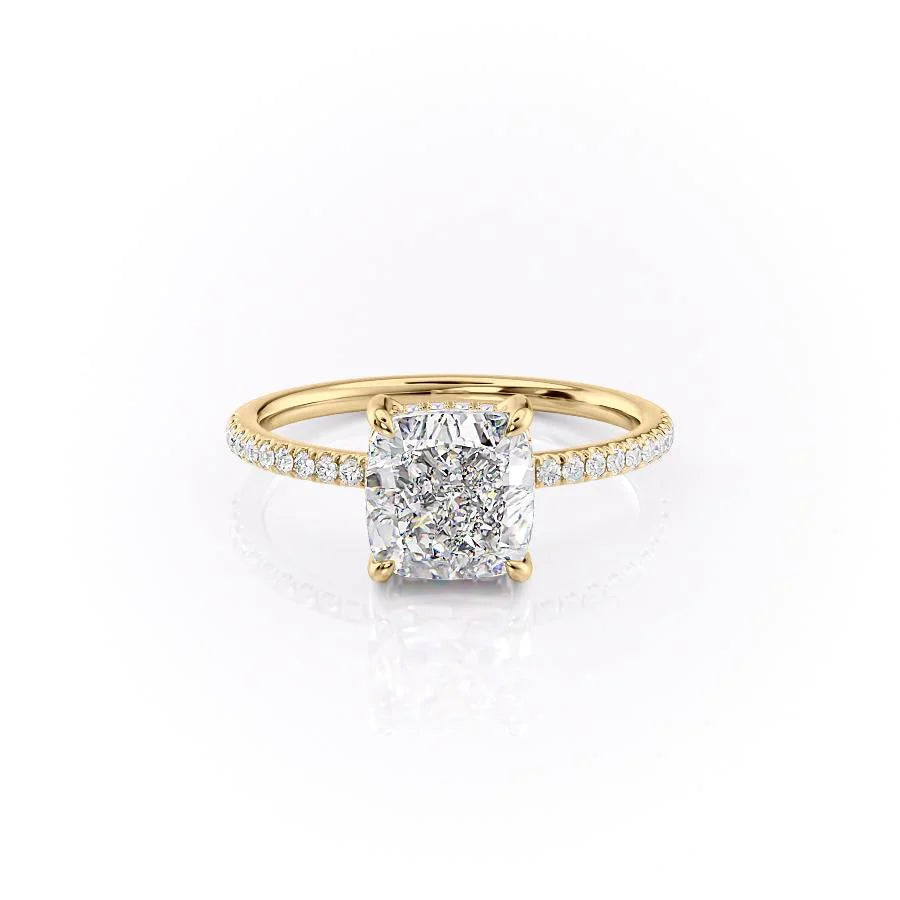 The Myra Set With Cushion Pave Lab Diamond 1 Carat 14K Gold#material_14k-gold