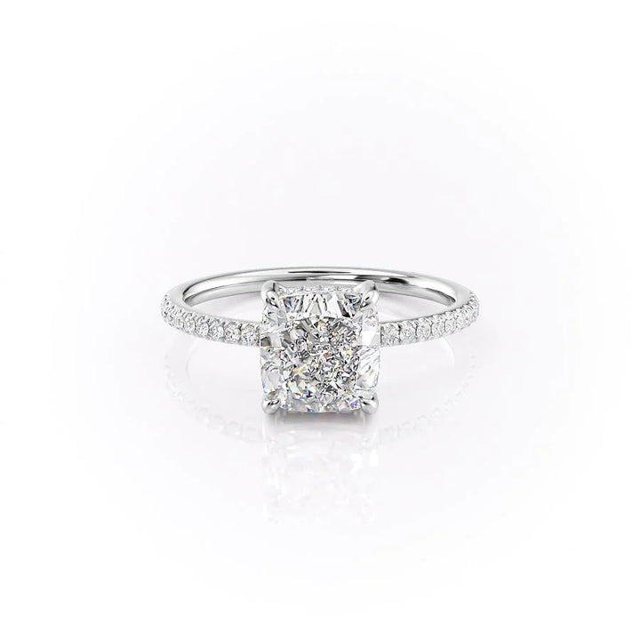 The Myra Set With Cushion Pave Lab Diamond 1 Carat 14K White#material_14k-white