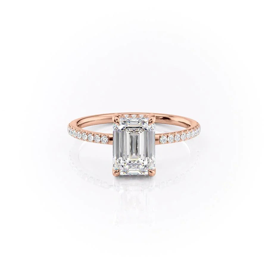 The Myra Set With Emerald Pave Moissanite#material_14k-rose