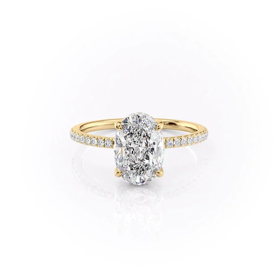 The Myra Set With Oval Pave Lab Diamond 1 Carat 14K Gold#material_14k-gold