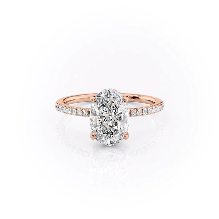 The Myra Set With Oval Pave Lab Diamond 1 Carat 14K Rose#material_14k-rose