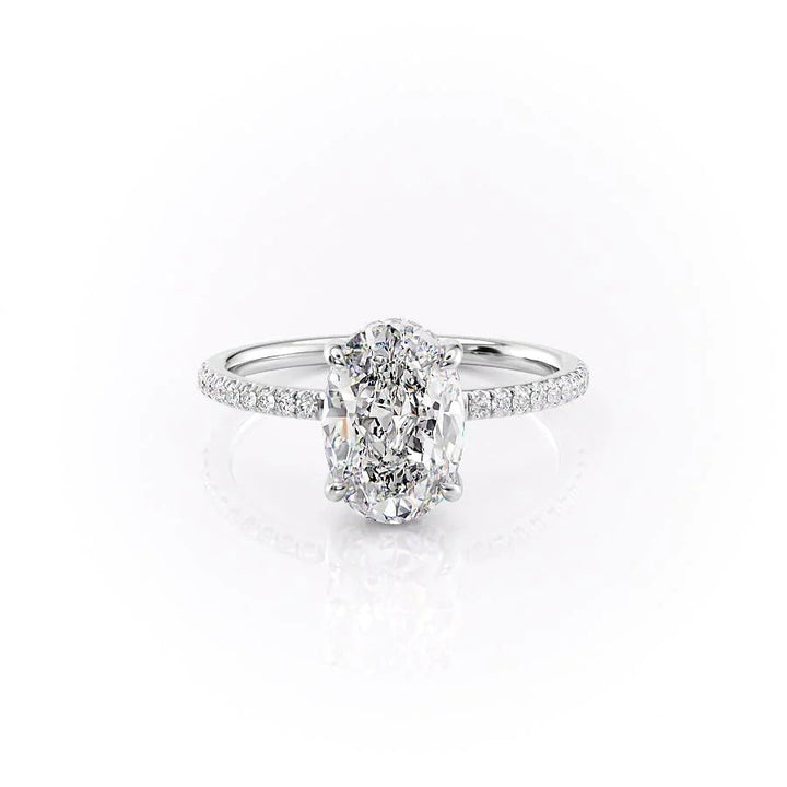 The Myra Set With Oval Pave Lab Diamond 1 Carat 14K White#material_14k-white