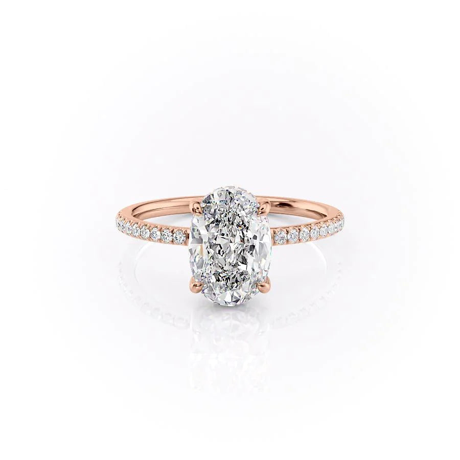 The Myra Set With Oval Pave Lab Diamond 1 Carat 18K Rose#material_18k-rose