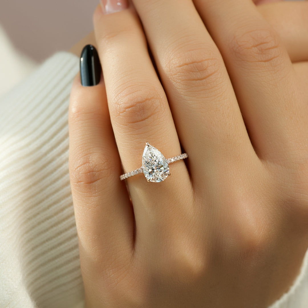 The Myra Set With Pear Pave Lab Diamond 2 Carat 14K Rose#material_14k-rose