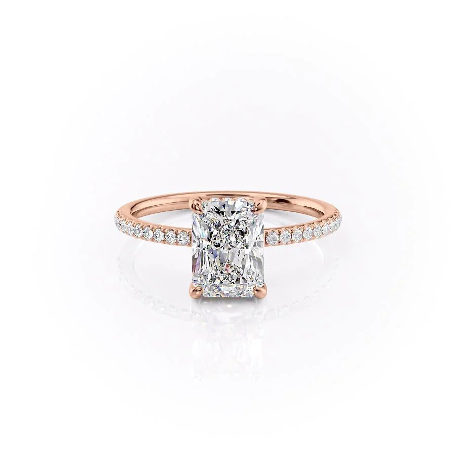 The Myra Set With Radiant Pave Lab Diamond 1 Carat 14K Rose#material_14k-rose