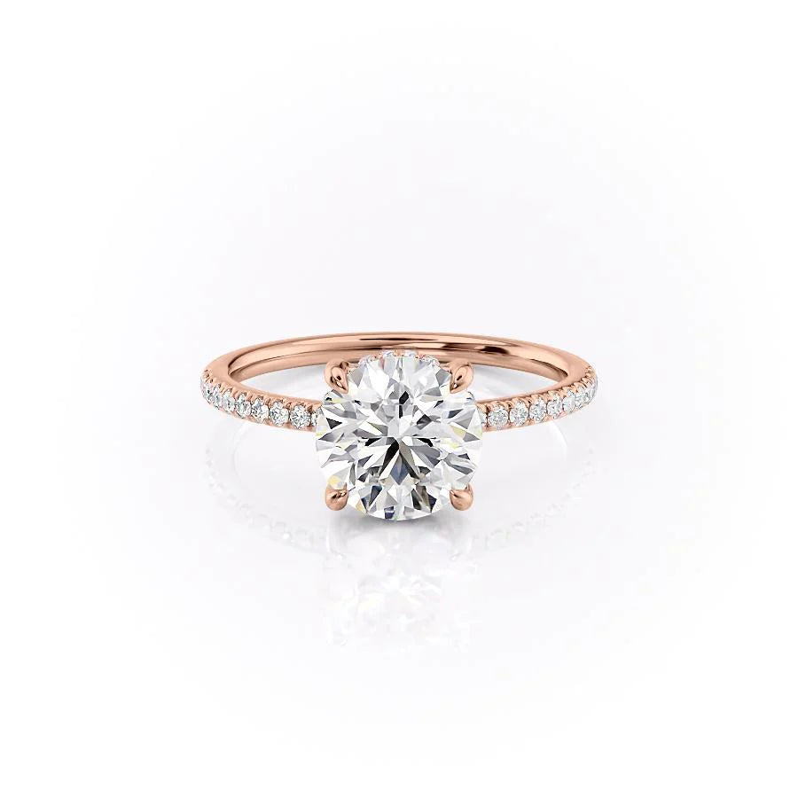 The Myra Set With Round Pave Lab Diamond 1 Carat 14K Rose#material_14k-rose