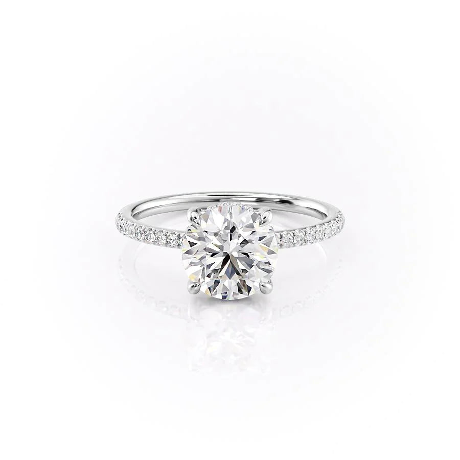 The Myra Set With Round Pave Lab Diamond 1 Carat 14K White#material_14k-white