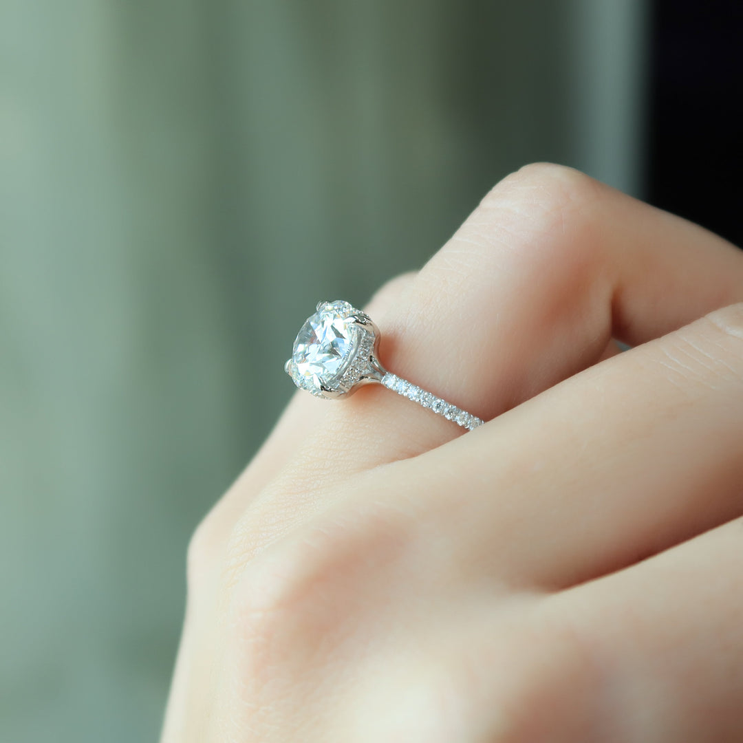 The Myra Set With Round Pave Lab Diamond 2.5 Carat 14K White#material_14k-white