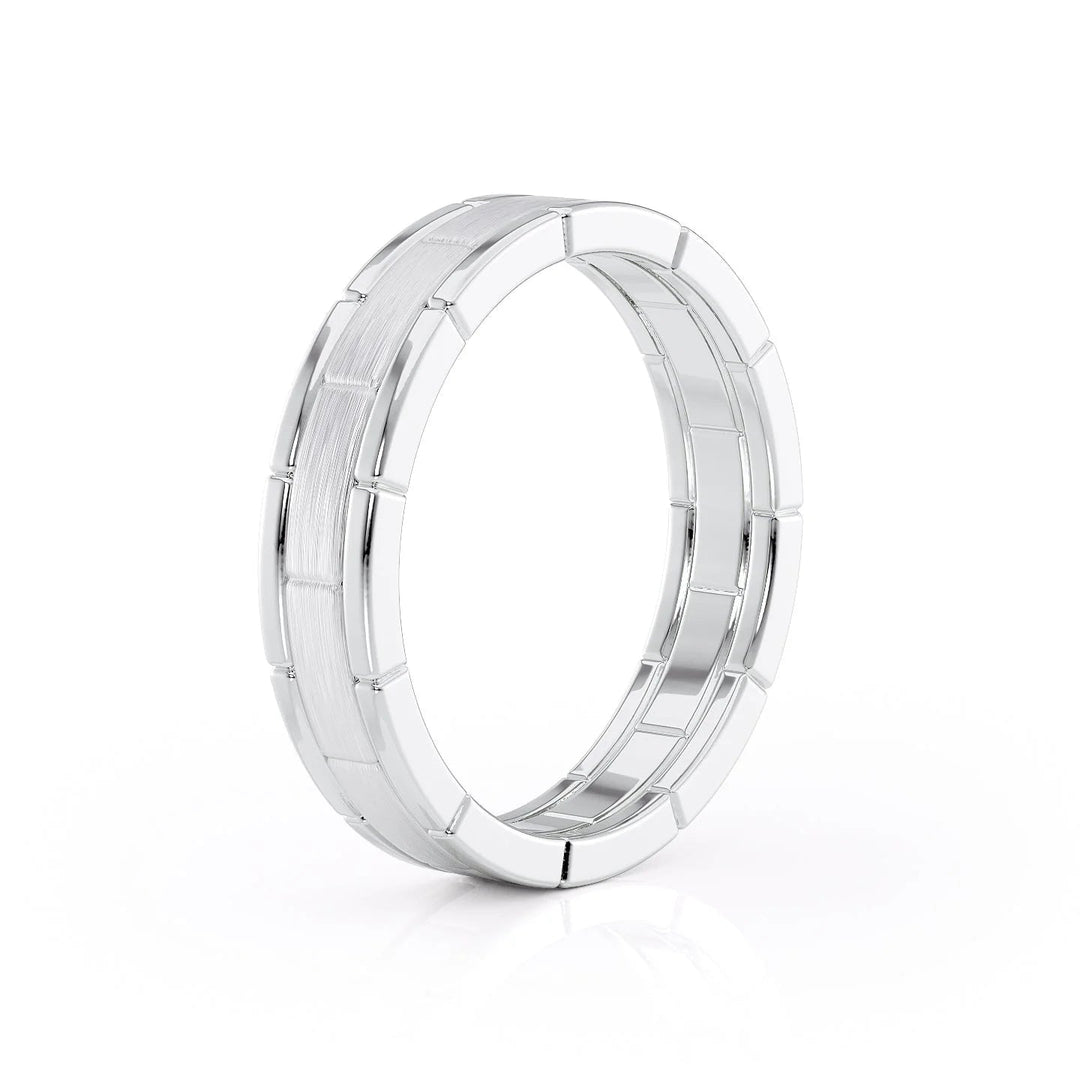 The Nakima Wedding Bands Matte 14K White#material_14k-white