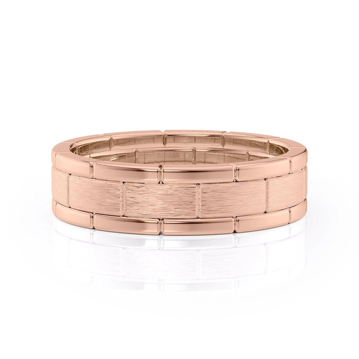 The Nakima Wedding Bands Matte 14K Rose#material_14k-rose