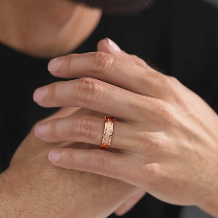 The Nakima Wedding Bands Matte 14K Rose#material_14k-rose