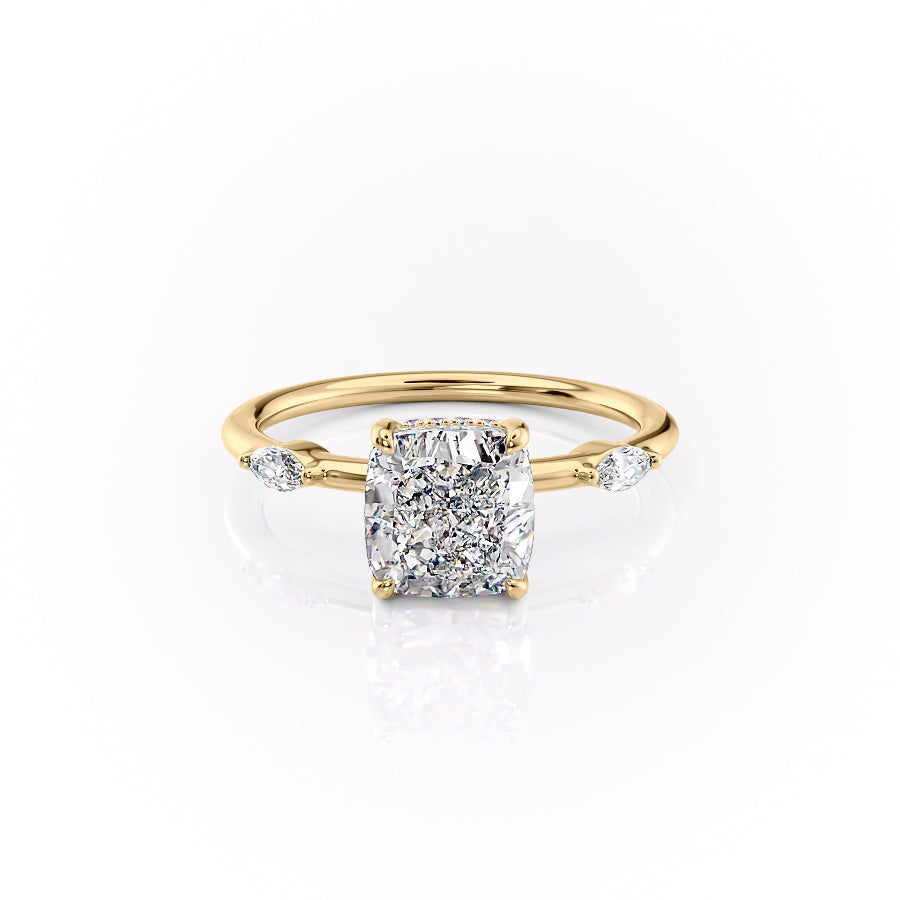 The Nancy Set With Cushion Side Stone Lab Diamond 1 Carat 14K Gold#material_14k-gold