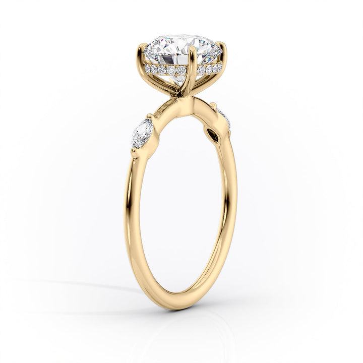 The Nancy Set With Cushion Side Stone Lab Diamond 1.5 Carat 14K Gold#material_14k-gold