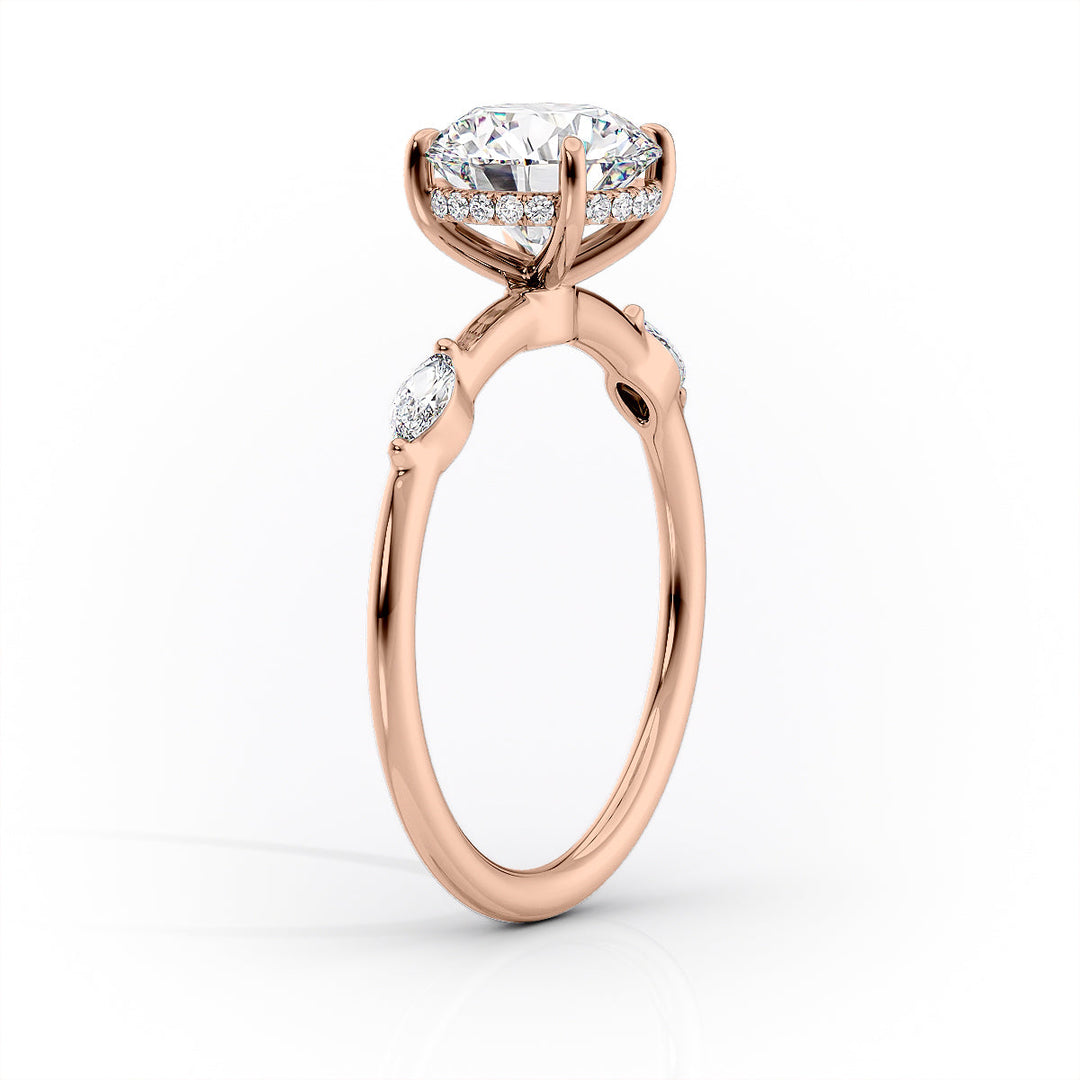 The Nancy Set With Cushion Side Stone Lab Diamond 1.5 Carat 14K Rose#material_14k-rose