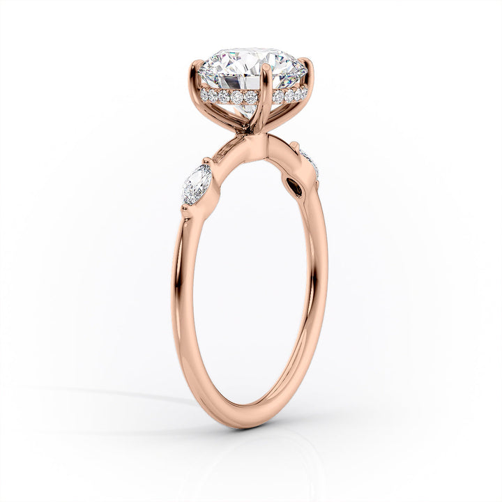 The Nancy Set With Cushion Side Stone Lab Diamond 1.5 Carat 14K Rose#material_14k-rose