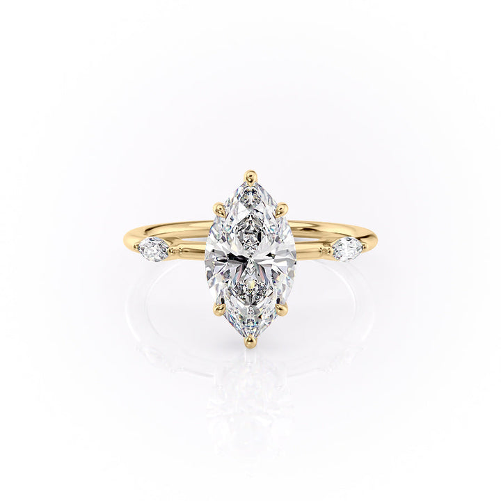 The Nancy Set With Marquise Side Stone Lab Diamond 1 Carat 14K Gold#material_14k-gold