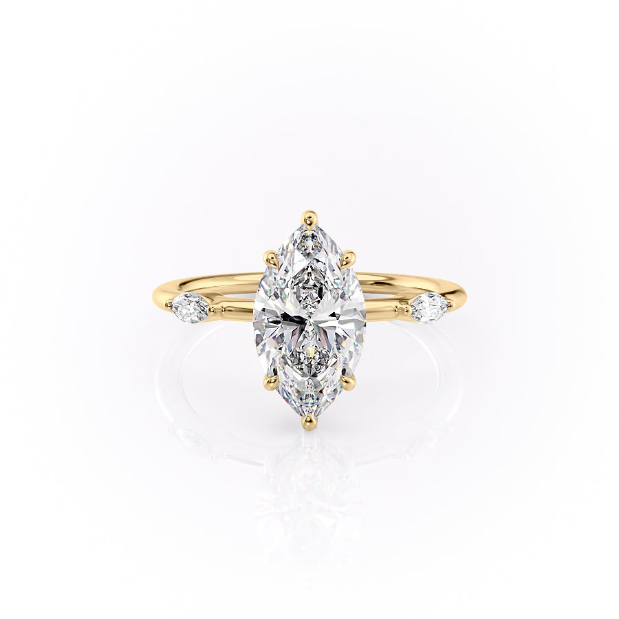 The Nancy Set With Marquise Side Stone Moissanite#material_14k-gold