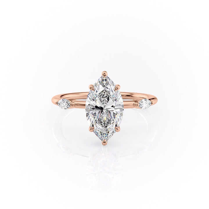 The Nancy Set With Marquise Side Stone Lab Diamond 1 Carat 14K Rose#material_14k-rose