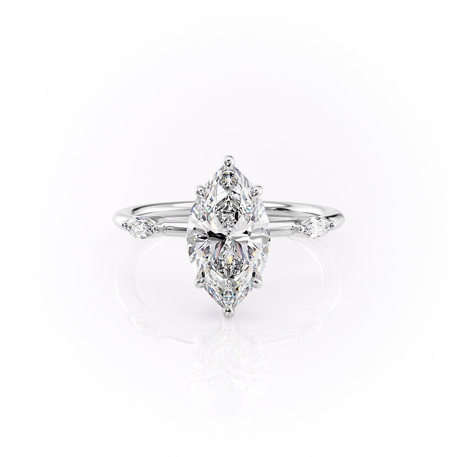 The Nancy Set With Marquise Side Stone Lab Diamond 1 Carat 14K White#material_14k-white