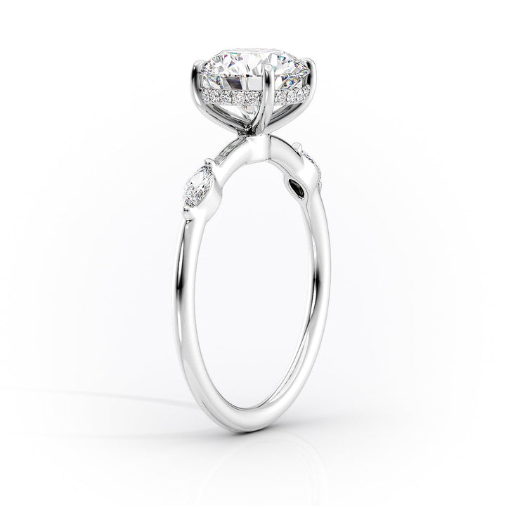 The Nancy Set With Marquise Side Stone Lab Diamond 1.5 Carat 14K White#material_14k-white