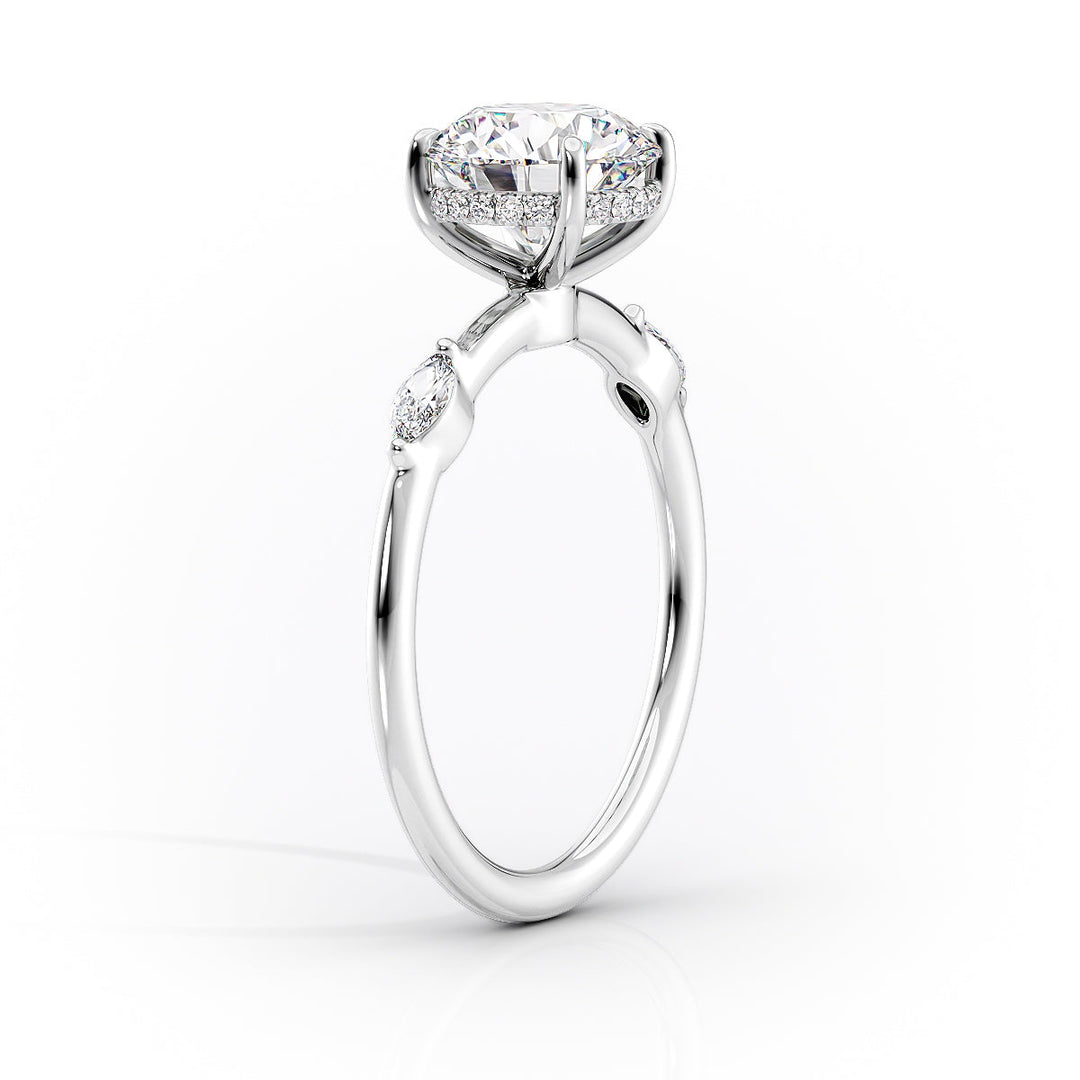 The Nancy Set With Marquise Side Stone Lab Diamond 1.5 Carat 18K White#material_18k-white