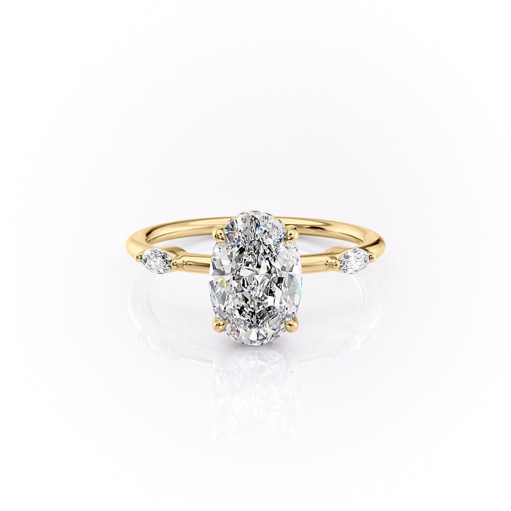 The Nancy Set With Oval Side Stone Moissanite#material_14k-gold