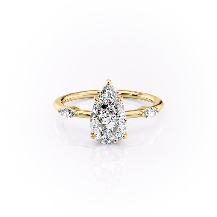 The Nancy Set With Pear Side Stone Lab Diamond 1 Carat 14K Gold#material_14k-gold