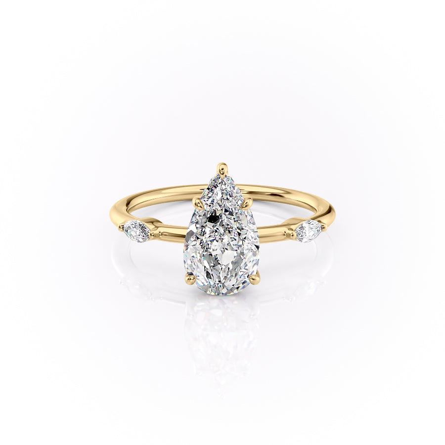 The Nancy Set With Pear Side Stone Moissanite#material_14k-gold