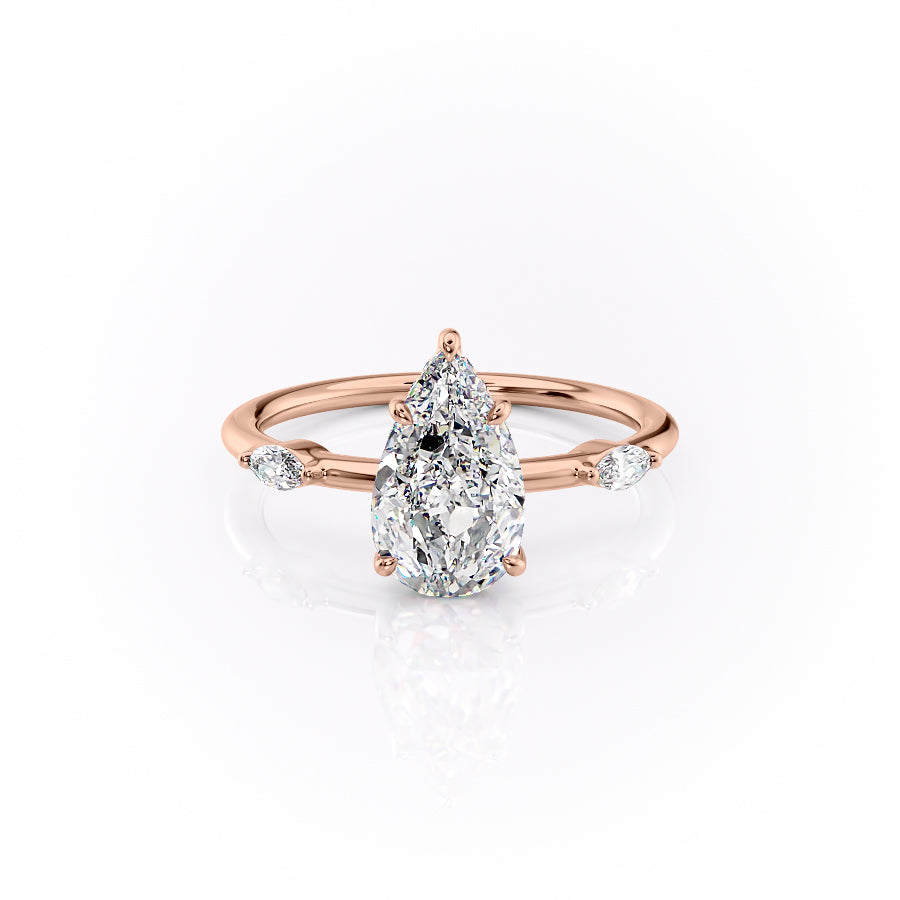 The Nancy Set With Pear Side Stone Lab Diamond 1 Carat 14K Rose#material_14k-rose