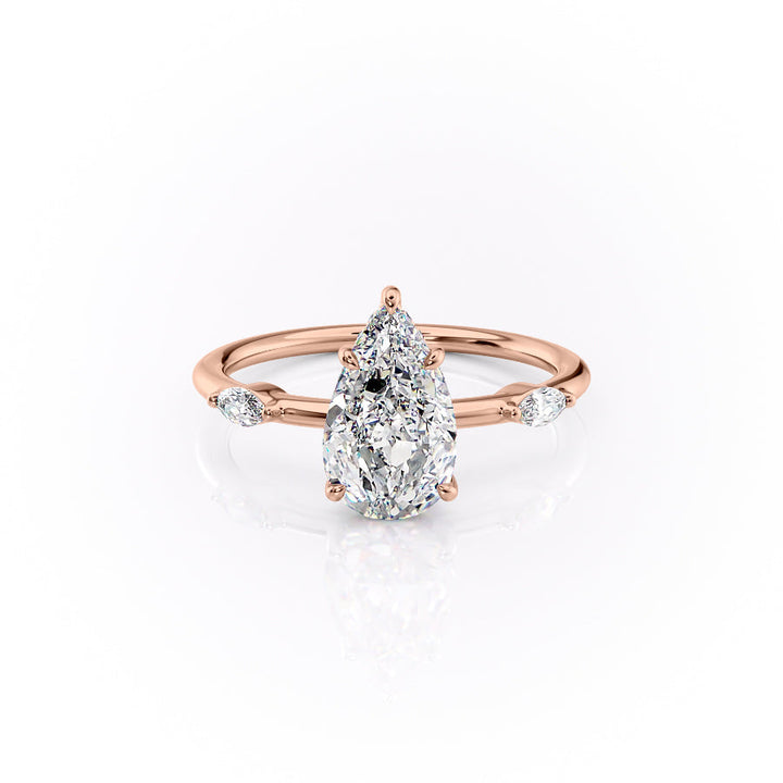 The Nancy Set With Pear Side Stone Lab Diamond 1 Carat 18K Rose#material_18k-rose