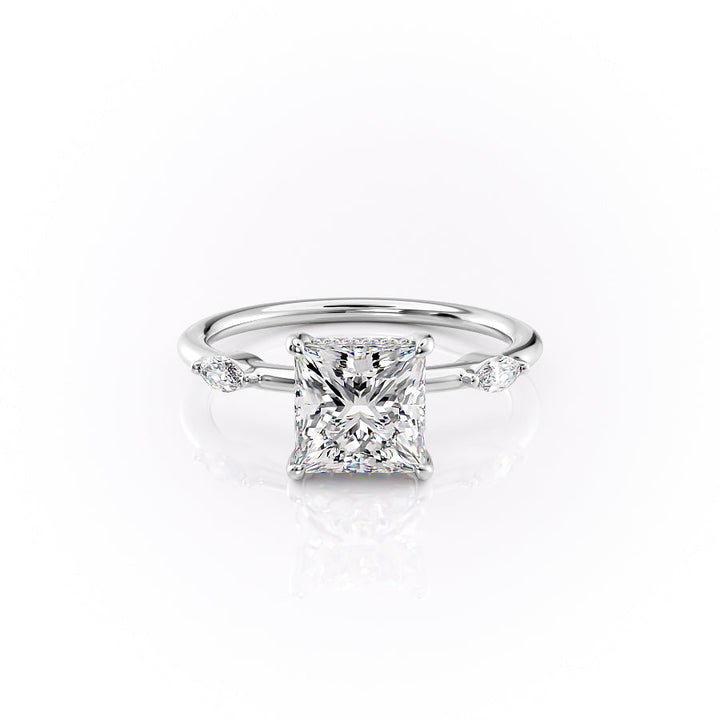 The Nancy Set With Princess Side Stone Lab Diamond 1 Carat 14K White#material_14k-white