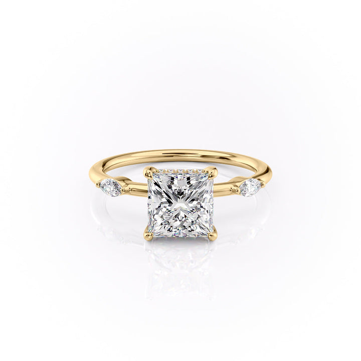 The Nancy Set With Princess Side Stone Lab Diamond 1 Carat 18K Gold#material_18k-gold