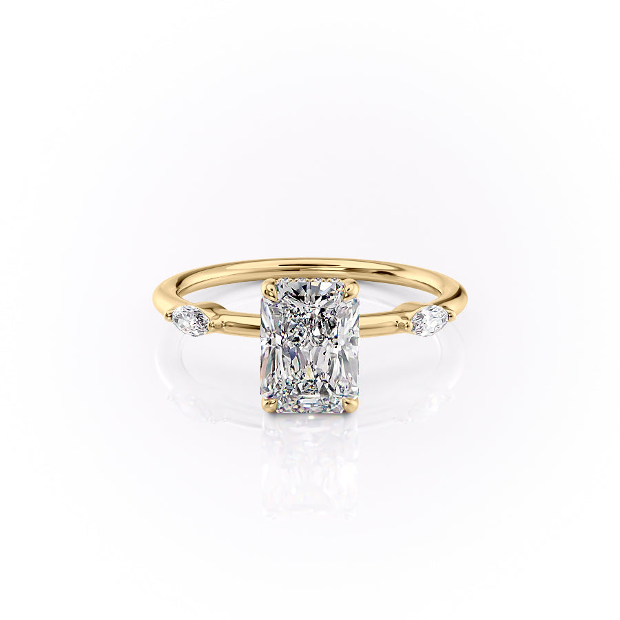 The Nancy Set With Radiant Side Stone Lab Diamond 1 Carat 14K Gold#material_14k-gold