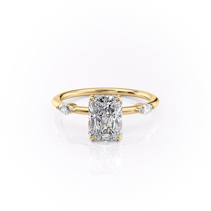 The Nancy Set With Radiant Side Stone Moissanite#material_14k-gold