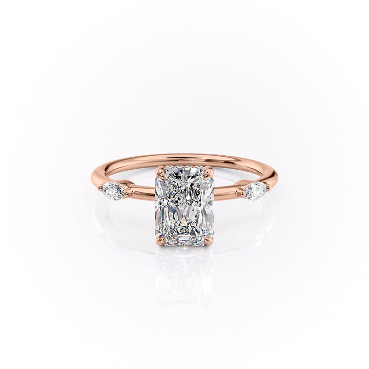 The Nancy Set With Radiant Side Stone Lab Diamond 1 Carat 14K Rose#material_14k-rose