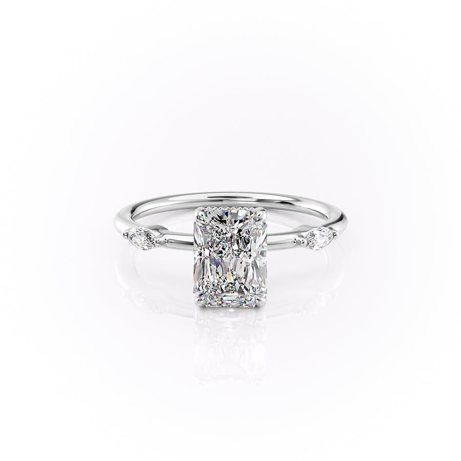 The Nancy Set With Radiant Side Stone Lab Diamond 1 Carat 14K White#material_14k-white