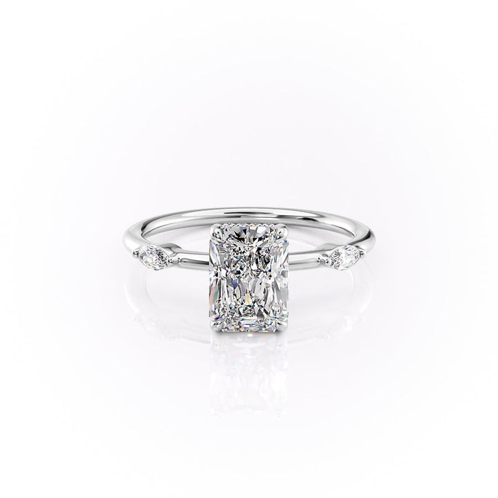 The Nancy Set With Radiant Side Stone Moissanite#material_14k-white