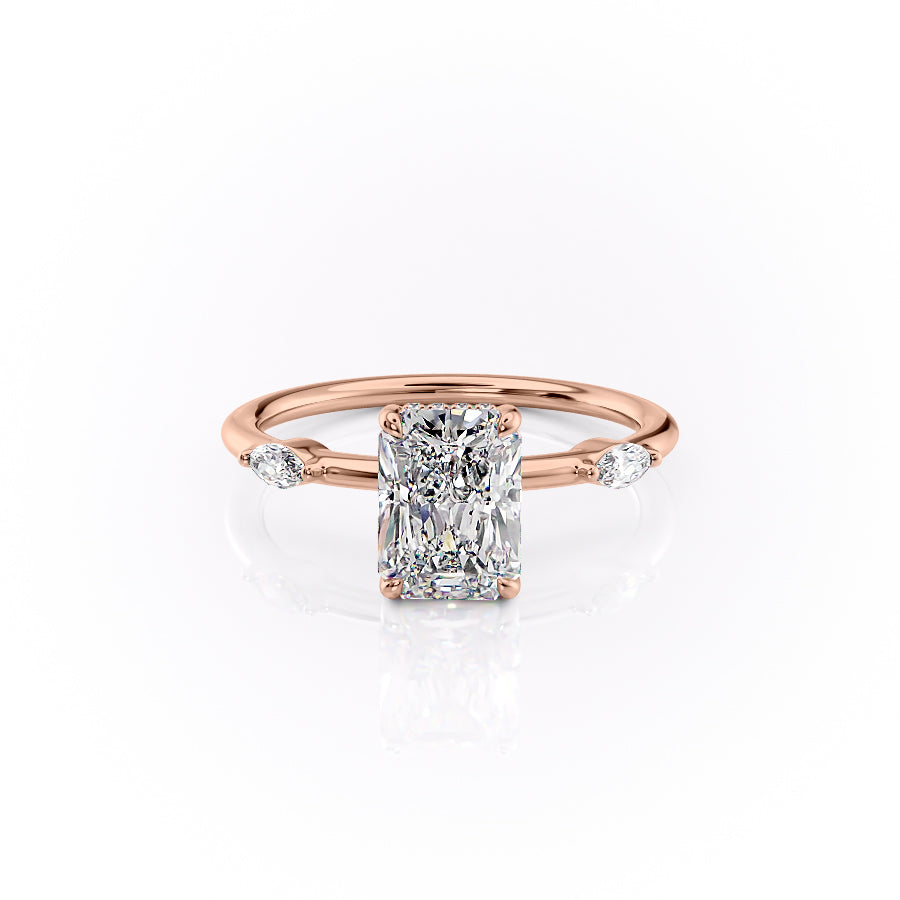 The Nancy Set With Radiant Side Stone Lab Diamond 1 Carat 18K Rose#material_18k-rose