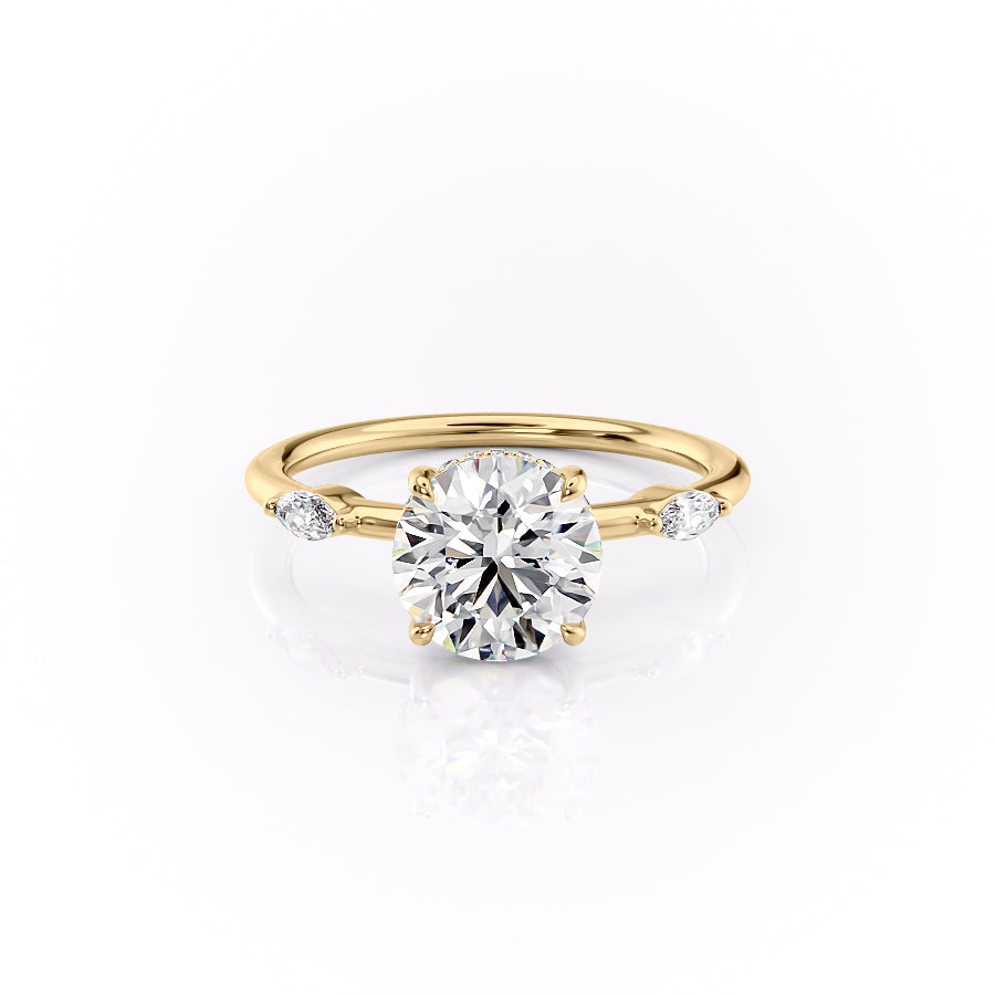 The Nancy Set With Round Side Stone Lab Diamond 1 Carat 14K Gold#material_14k-gold