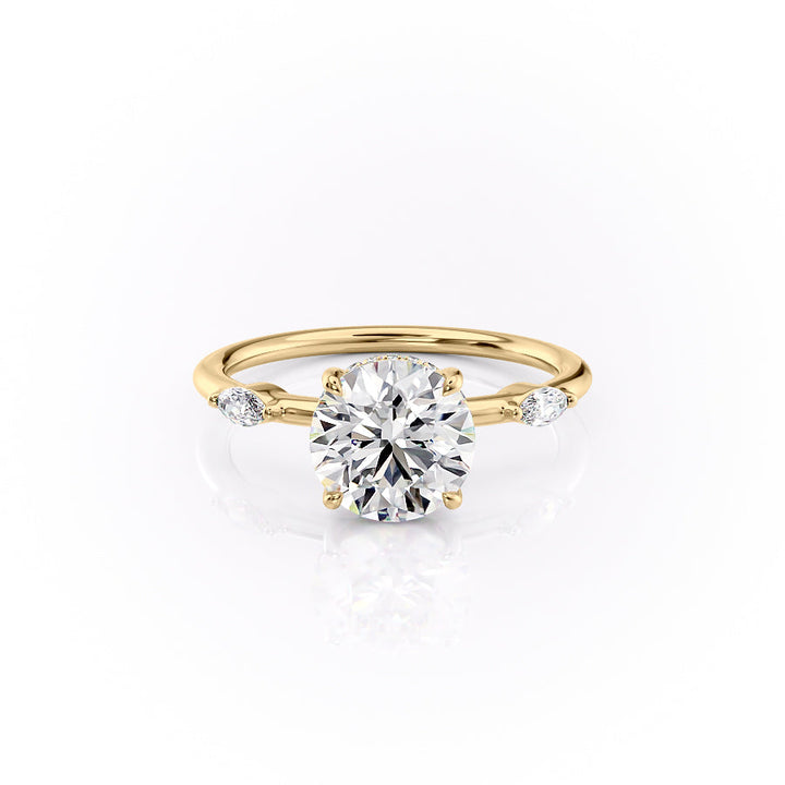 The Nancy Set With Round Side Stone Lab Diamond 1 Carat 14K Gold#material_14k-gold