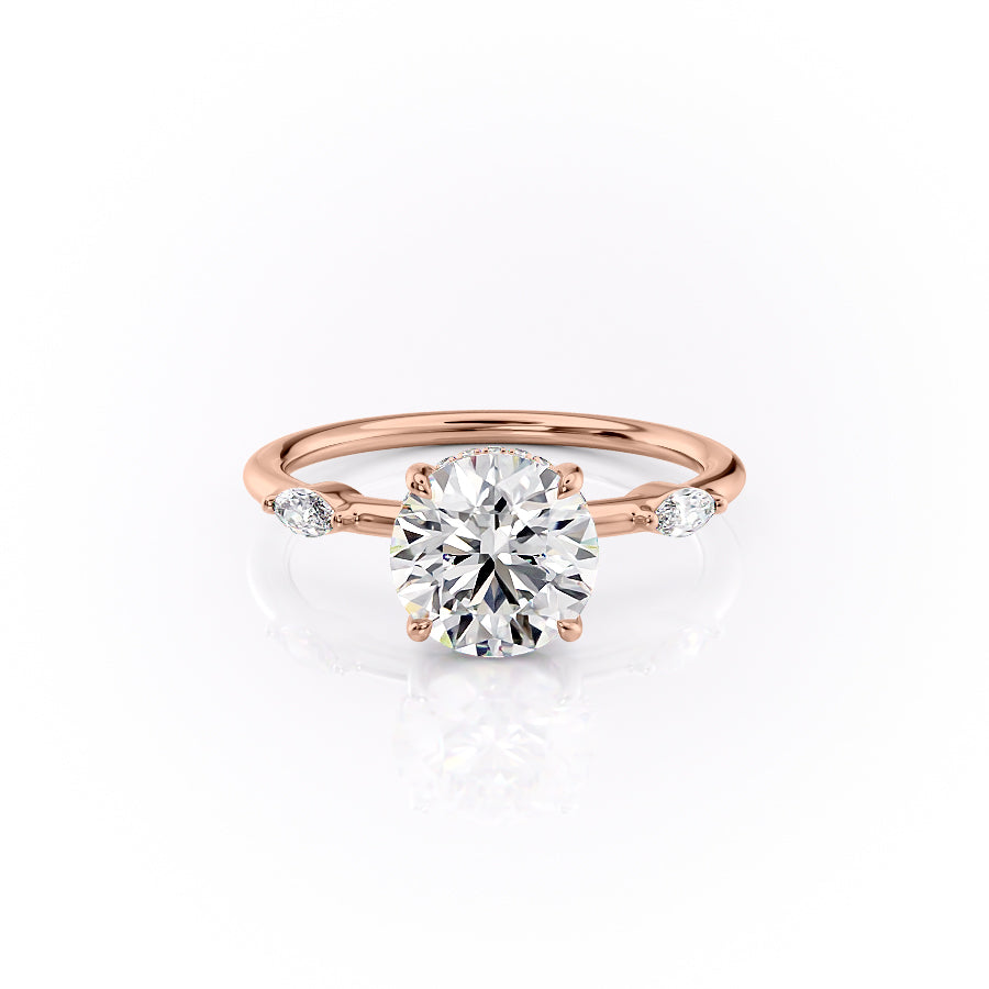 The Nancy Set With Round Side Stone Lab Diamond 1 Carat 14K Rose#material_14k-rose