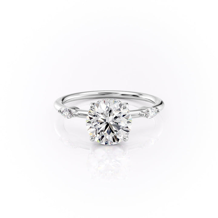 The Nancy Set With Round Side Stone Lab Diamond 1 Carat 14K White#material_14k-white