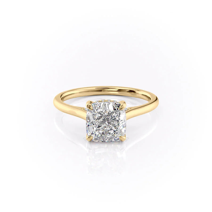 The Natasha Set With Cushion Solitaire Lab Diamond 1 Carat 14K Gold#material_14k-gold