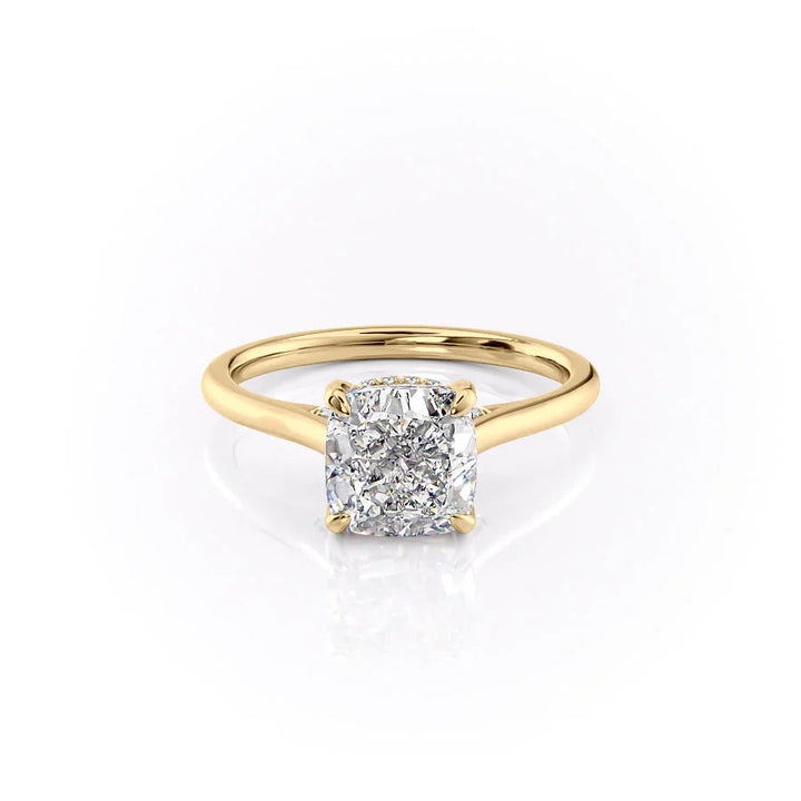 The Natasha Set With Cushion Solitaire Lab Diamond 1 Carat 14K Gold#material_14k-gold