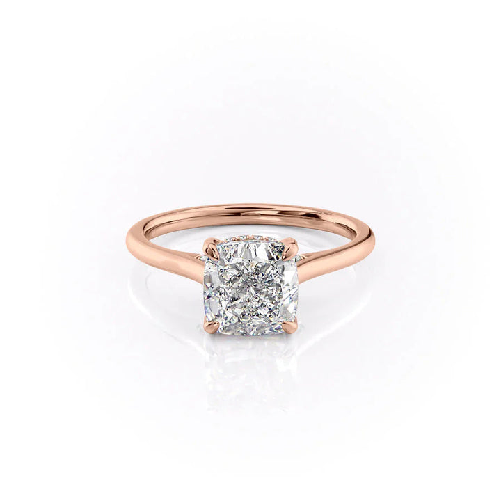 The Natasha Set With Cushion Solitaire Lab Diamond 1 Carat 14K Rose#material_14k-rose