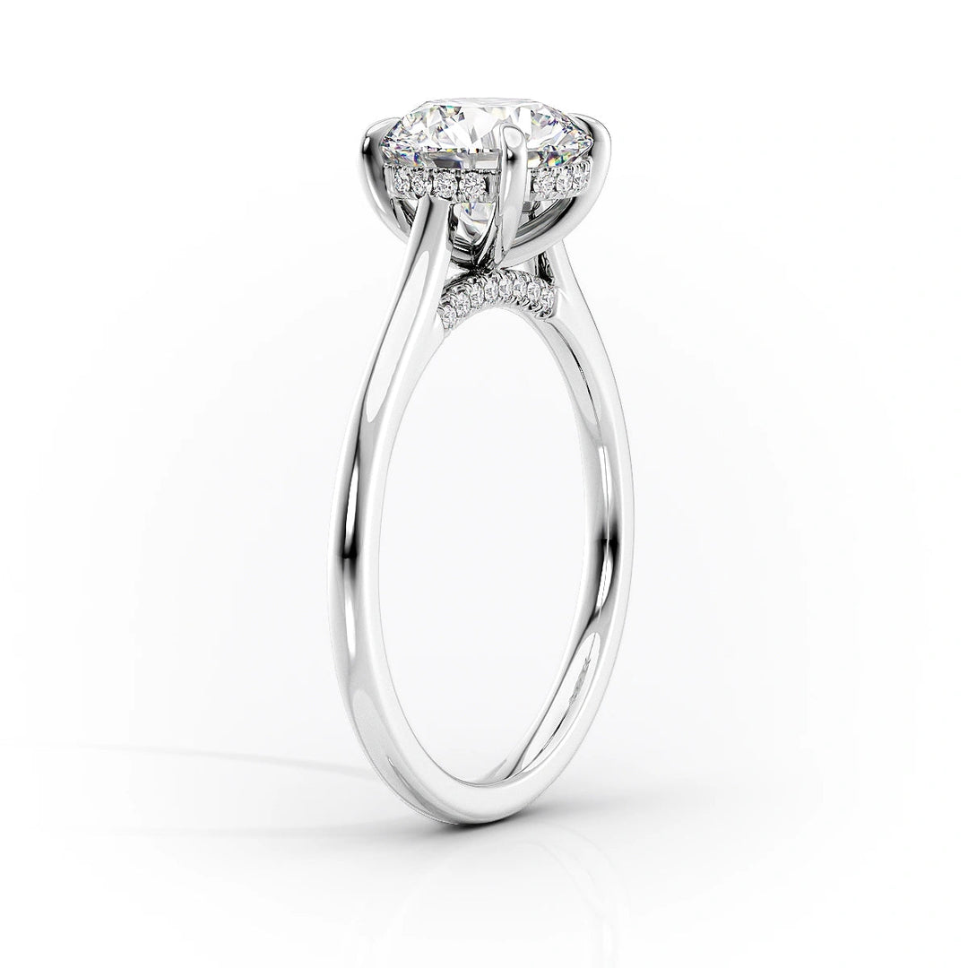 The Natasha Set With Cushion Solitaire Lab Diamond 1.5 Carat 14K White#material_14k-white