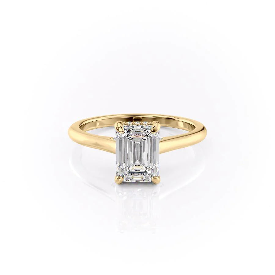 The Natasha Set With Emerald Solitaire Moissanite#material_14k-gold