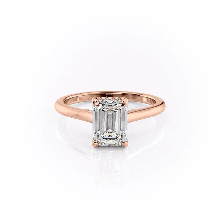 The Natasha Set With Emerald Solitaire Moissanite#material_14k-rose