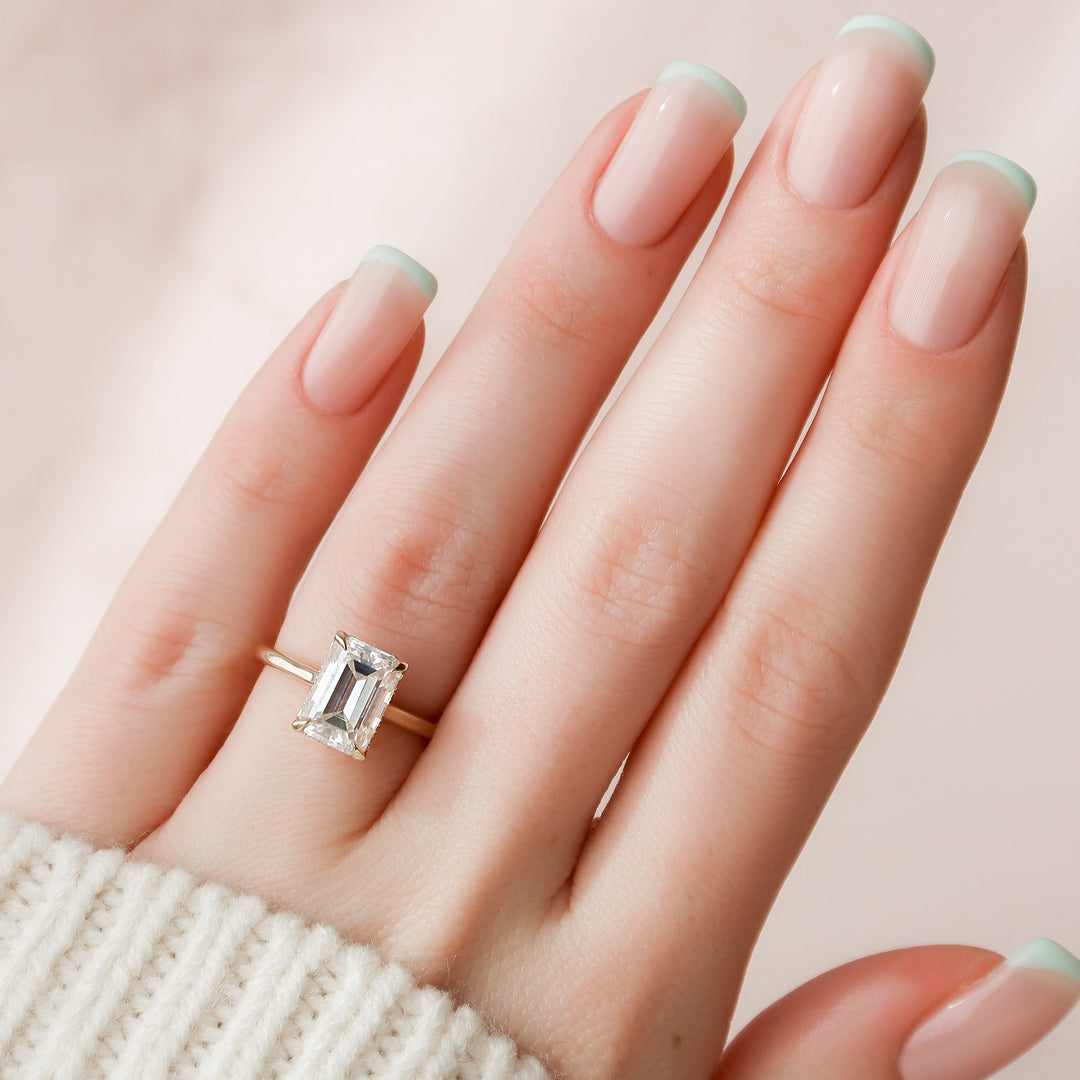 The Natasha Emerald Lab Diamond Moissanite Engagement Ring